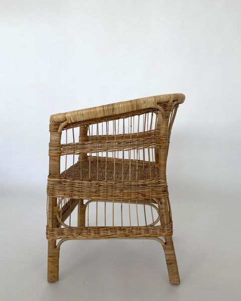 Πλεκτή Πολυθρόνα από Φυσικό Rattan με Μαξιλάρι Mamah 65x72x84cm