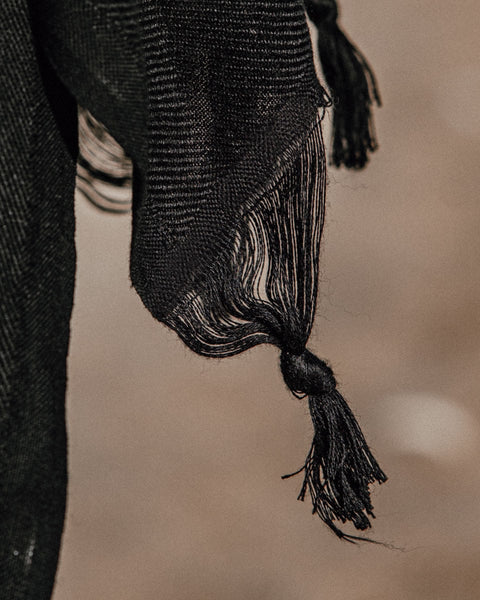 Μαύρο Φουλάρι Scarf Sarong Από Bamboo με Κρόσσια Elegant 100x190cm
