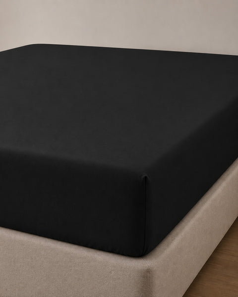 Microsilk Μονόχρωμο Σεντόνι με Λάστιχο Oscar 6 Αποχρώσεις-Μαύρο-Υπέρδιπλη
