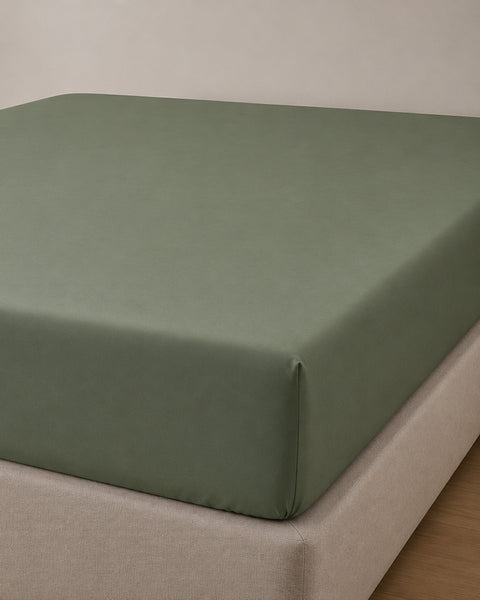 Microsilk Μονόχρωμο Σεντόνι με Λάστιχο Oscar 6 Αποχρώσεις-Χακί-Διπλή