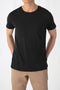 Unisex Βαμβακερό T-Shirt με Λαιμόκοψη Basic Line 4 Αποχρώσεις-Μαύρο-Medium