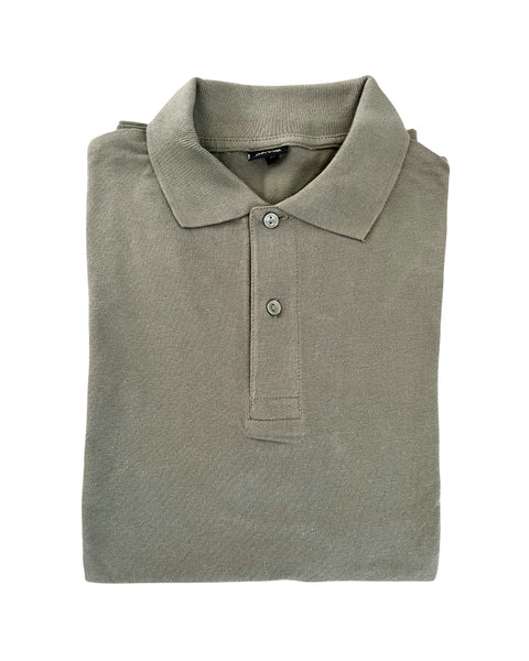 Unisex Βαμβακερή Κοντομάνικη Μπλούζα Polo Basic Line 5 Αποχρώσεις-Χακί-Large