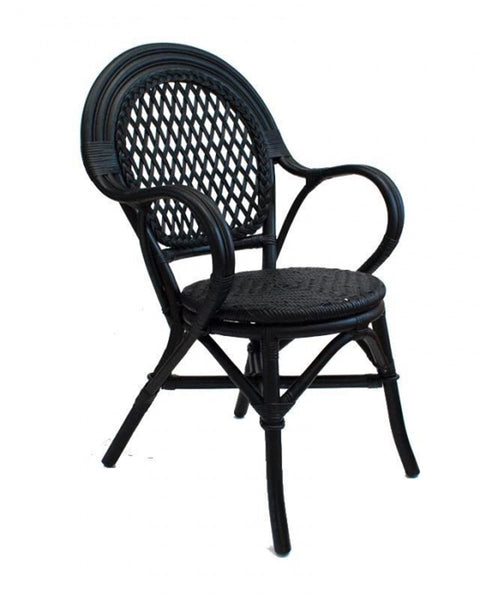 Πλεκτή Πολυθρόνα από Φυσικό Rattan &amp; Bamboo Joyce 57x58.5x93.5cm-Μαύρο