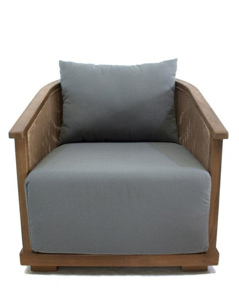Πολυθρόνα με Μαξιλάρι Από Ξύλο Teak Grade B & Κορδόνι Alexandra 74x85x75cm
