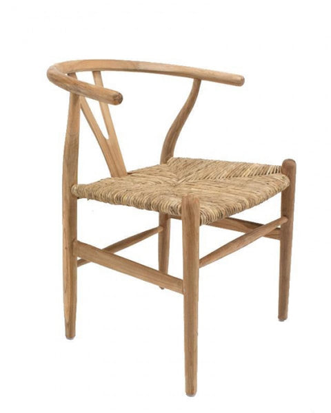 Πολυθρόνα Από Teak με Φυσική Ψάθα Agathe 46x45x90cm