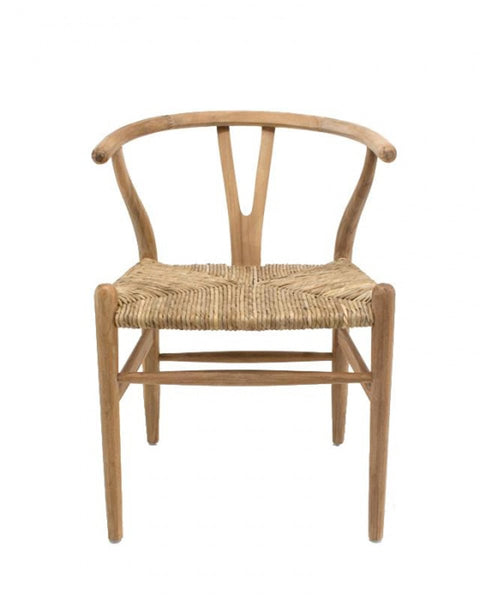 Πολυθρόνα Από Teak με Φυσική Ψάθα Agathe 46x45x90cm
