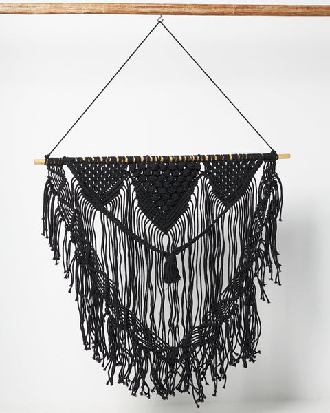 Boho Διακοσμητικό Τοίχου Βαμβακερό Macrame Rohan σε 2 Αποχρώσεις-Μαύρο-80x80cm