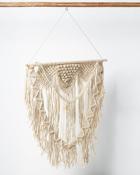 Boho Διακοσμητικό Τοίχου Βαμβακερό Macrame Rohan σε 2 Αποχρώσεις-Μπεζ-50x50cm