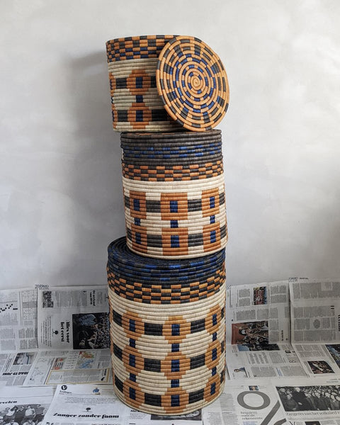 Διακοσμητικό Καλάθι από Φύλλα Φοίνικα Mosaic 40x40x45cm