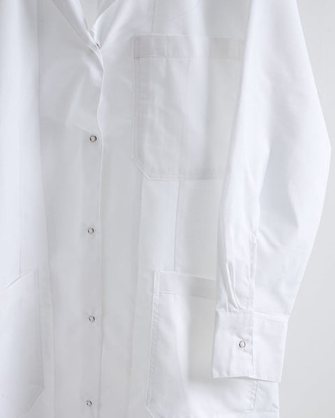 Λευκή Ιατρική Ρόμπα με Μπροστινές Τσέπες Scrub