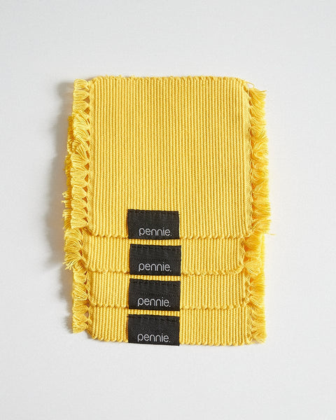 Βαμβακερό Σουβέρ με Κρόσσι Serrell 10x10cm-Κίτρινο