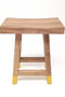 Σκαμπώ Teak με Κίτρινα Πόδια New Antik 42x25x54cm