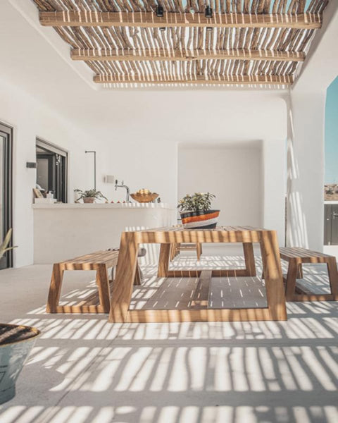 Τραπέζι Φαγητού από Ξύλο Teak Space 90x220x75cm