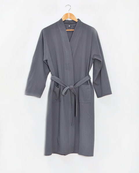 Μονόχρωμη Ρόμπα Stonewashed Luxury σε 7 Αποχρώσεις-Ανθρακί-Large