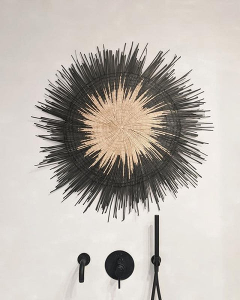 Boho Διακοσμητικό Τοίχου από Φύλλα Φοίνικα Sun Circle σε 2 Διαστάσεις-120x120cm