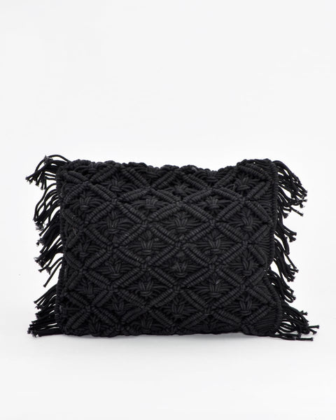 Boho Βαμβακερή Macrame Μαξιλαροθήκη Φιγούρας Tagger σε 8 Αποχρώσεις-Μαύρο