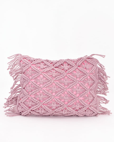 Boho Βαμβακερή Macrame Μαξιλαροθήκη Φιγούρας Tagger σε 8 Αποχρώσεις-Πούδρα
