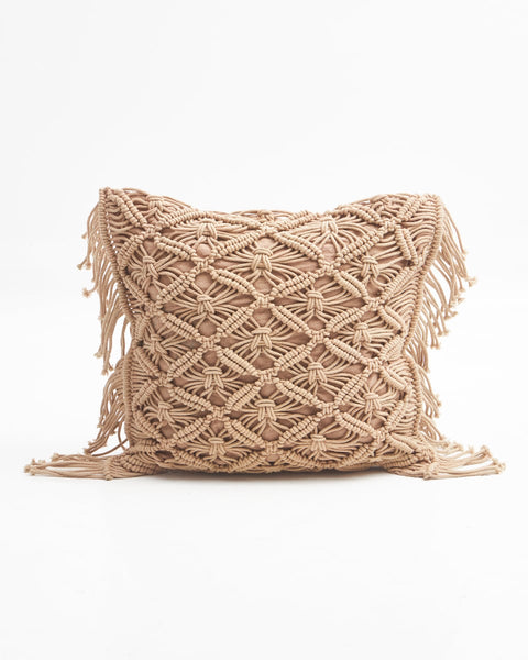Boho Βαμβακερή Macrame Μαξιλαροθήκη Φιγούρας Tagger σε 8 Αποχρώσεις-Σοκολά