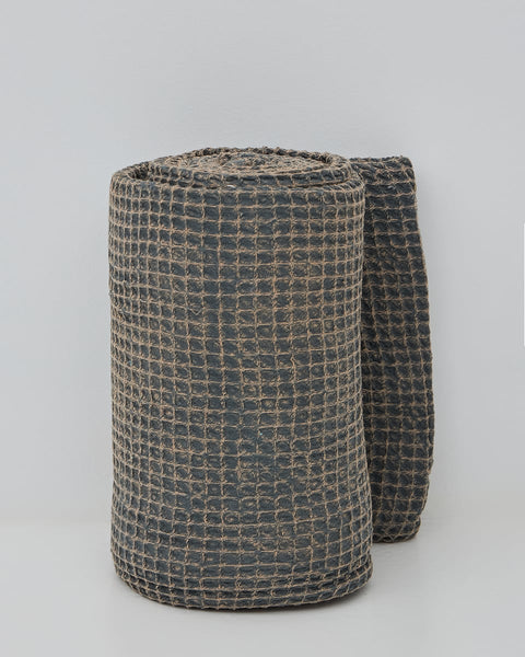 3D Βαμβακερή Stonewashed Μαύρη- Γκρι Κουβέρτα- Ριχτάρι Taline 3 Διαστάσεις