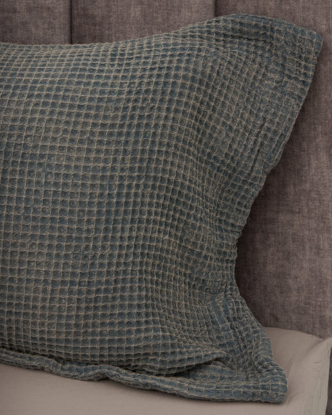 3D Βαμβακερή Stonewashed Μαύρη- Γκρι Oxford Μαξιλαροθήκη Taline