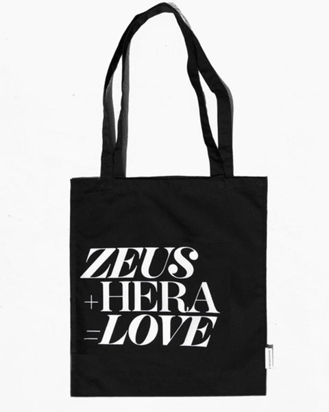 Βαμβακερή Μαύρη Τσάντα Tote Bag Zeus+Hera Tomy K 37x40cm