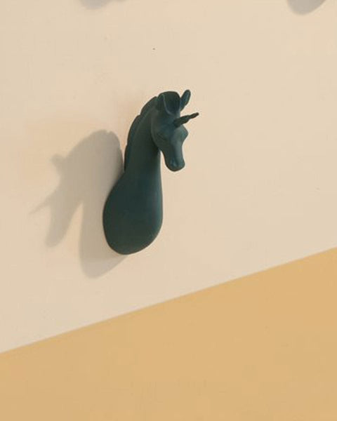 Διακοσμητικό Ξύλινο Άγκιστρο Τοίχου Animal Big Unicorn Υ25cm σε 7 Αποχρώσεις-Peacock Green