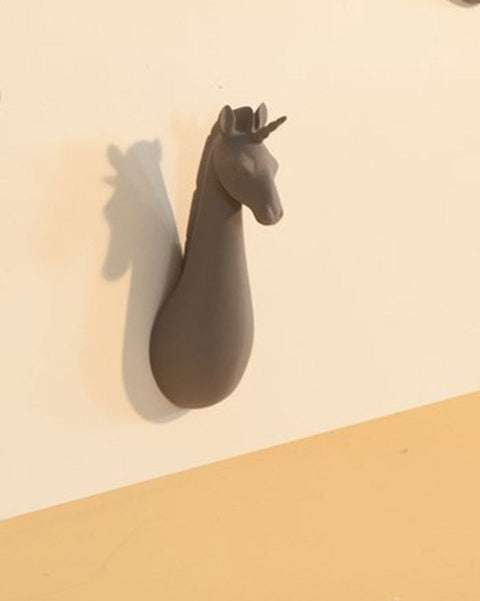 Διακοσμητικό Ξύλινο Άγκιστρο Τοίχου Animal Big Unicorn Υ25cm σε 7 Αποχρώσεις-Stone