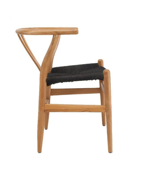 Πολυθρόνα Από Ξύλο Teak με Μαύρο Κάθισμα Agathe 51x55x77cm