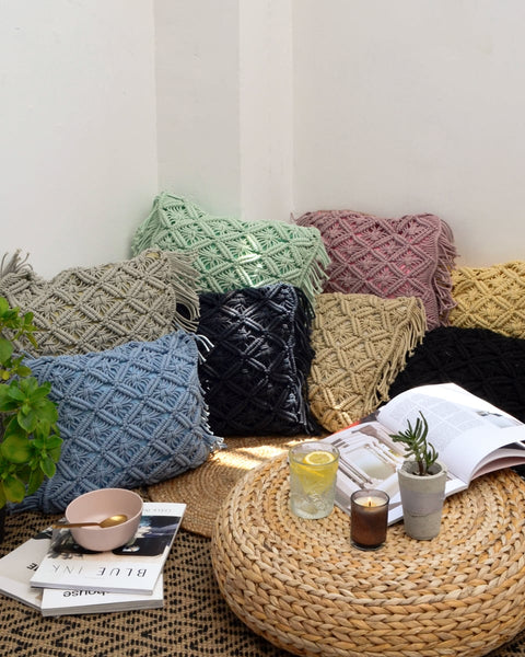 Boho Βαμβακερή Macrame Μαξιλαροθήκη Φιγούρας Tagger σε 8 Αποχρώσεις