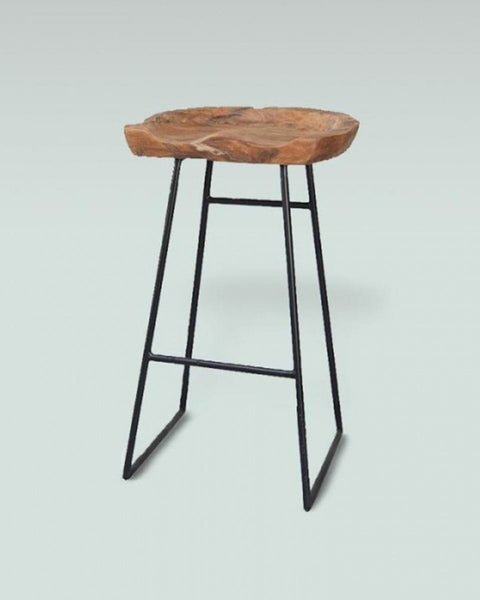 Ψηλό Σκαμπώ Ξύλο Teak και Μεταλλικά Πόδια Zonar 40x50x74cm